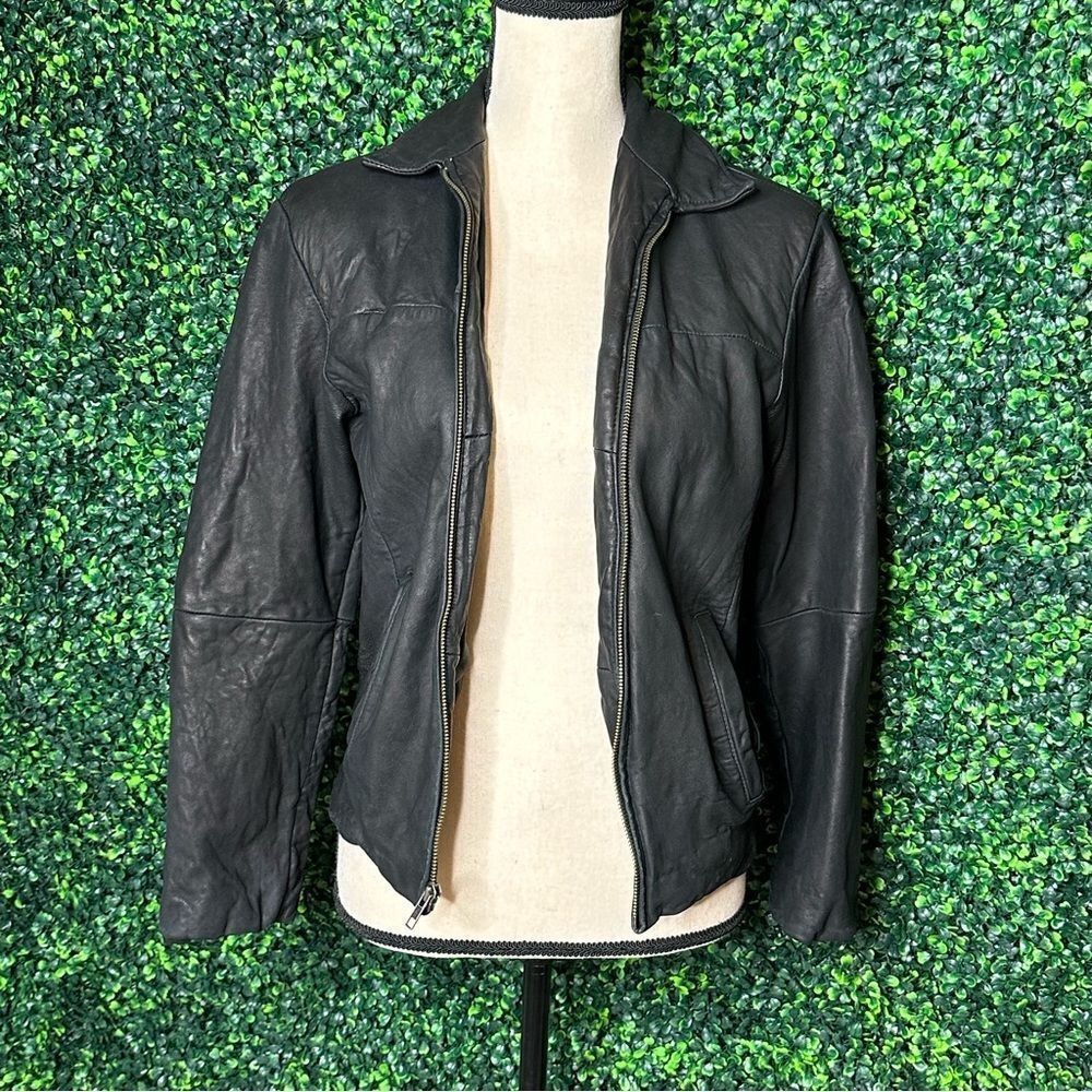 Ladies Vintage Black Leather Jacket Proshield Signature Collection Sz M